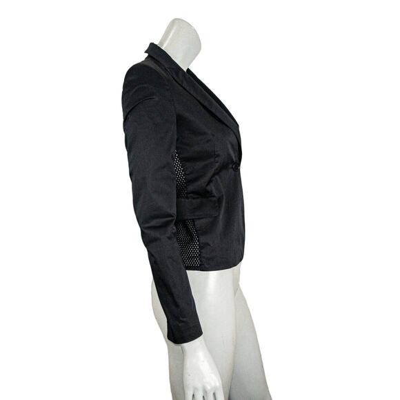 Akris Punto Women's Black Blazer Jacket Size 2 Mesh Sleeve Trim - Picture 6 of 9